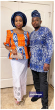 Load image into Gallery viewer, Femi Men traditional Ankara outfits (Blue/ white)
