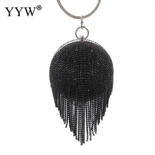 Load image into Gallery viewer, Women Golden Diamond Tassel Women Party Metal Crystal Clutches Evening Bags shoe
